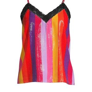Olivia Rubin rainbow sequined top sz 4 minor flaw